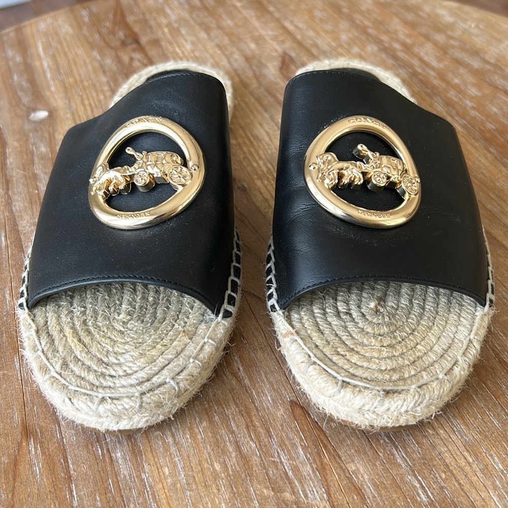 Coach Corey Black Slides with Gold Detail - Picture 8 of 17